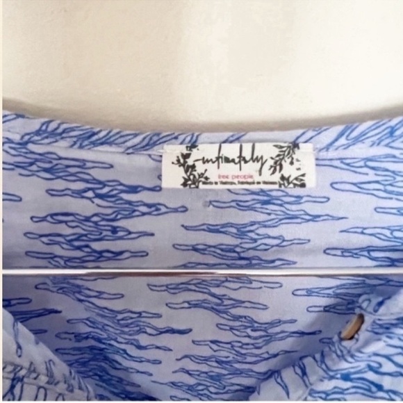 Free People Intimately Size Small Blooms For You Loungewear Shirt Blue Abstract - Picture 5 of 8